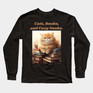 Cats, Books, and Cozy Nooks Long Sleeve T-Shirt